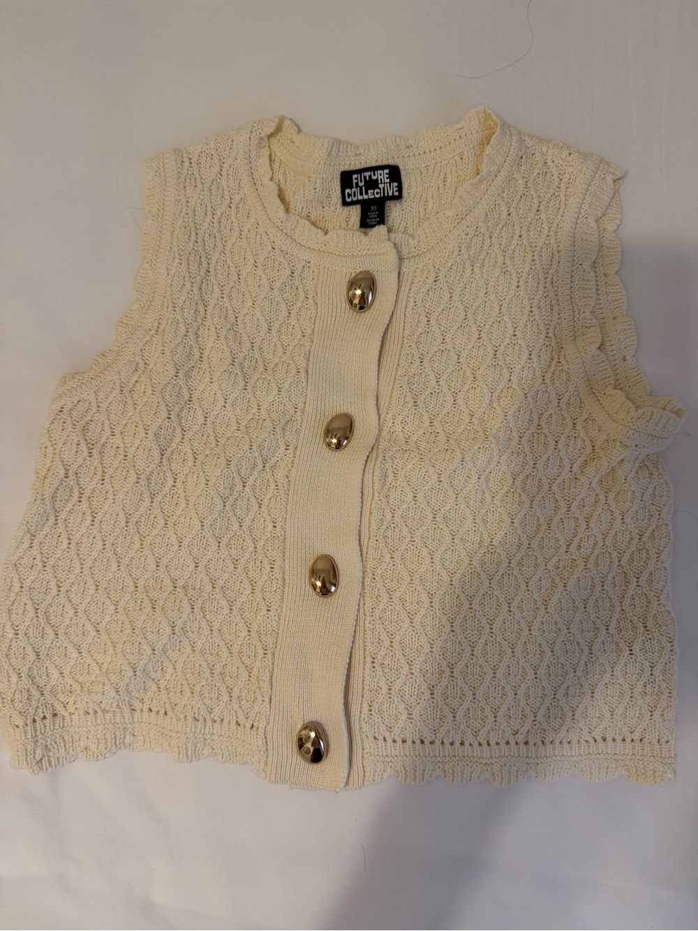 Target Cream Crochet Button-Front Sweater Top